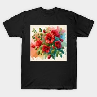 Red Hibiscus Flowers T-Shirt